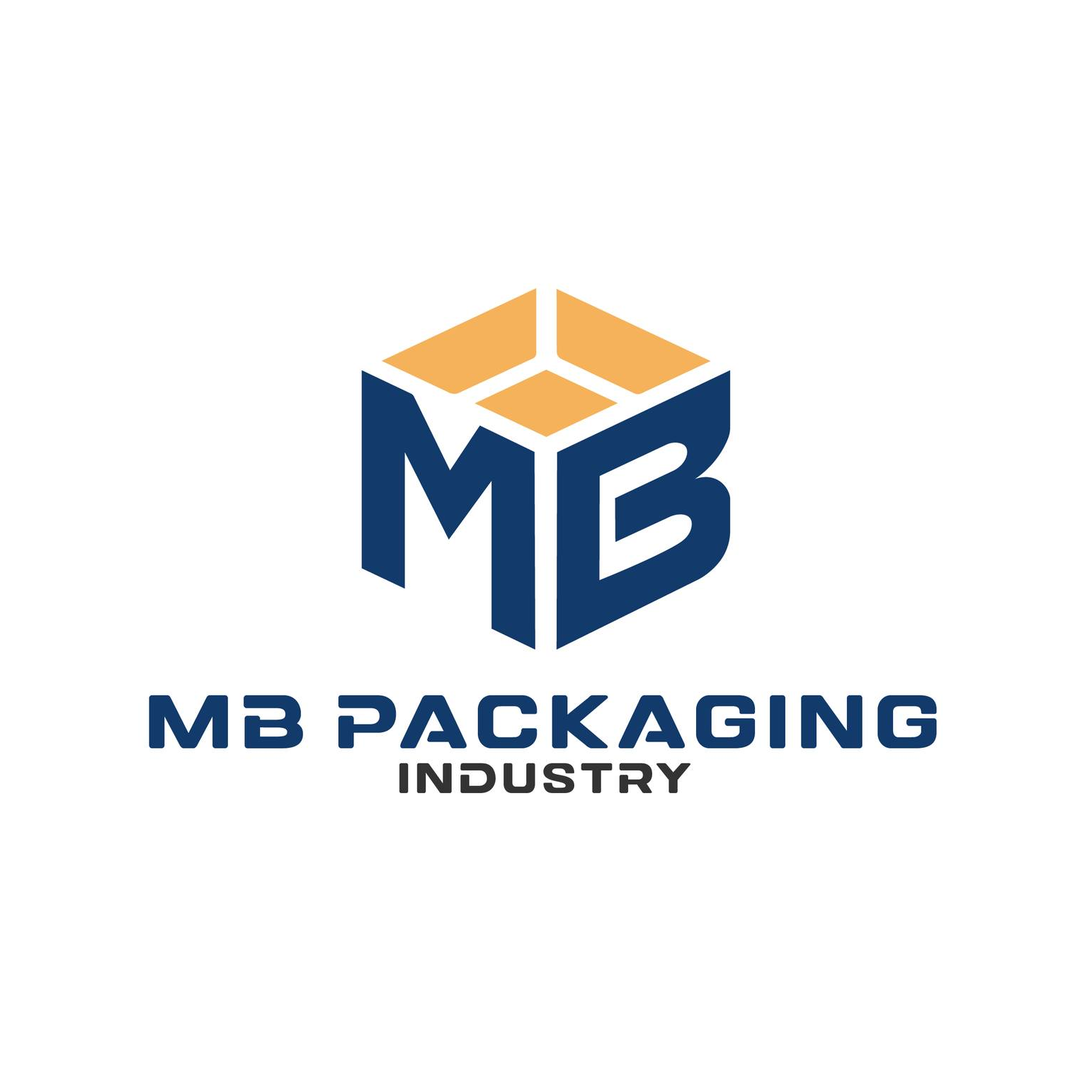 Industrial packaging logo with cube monogram design