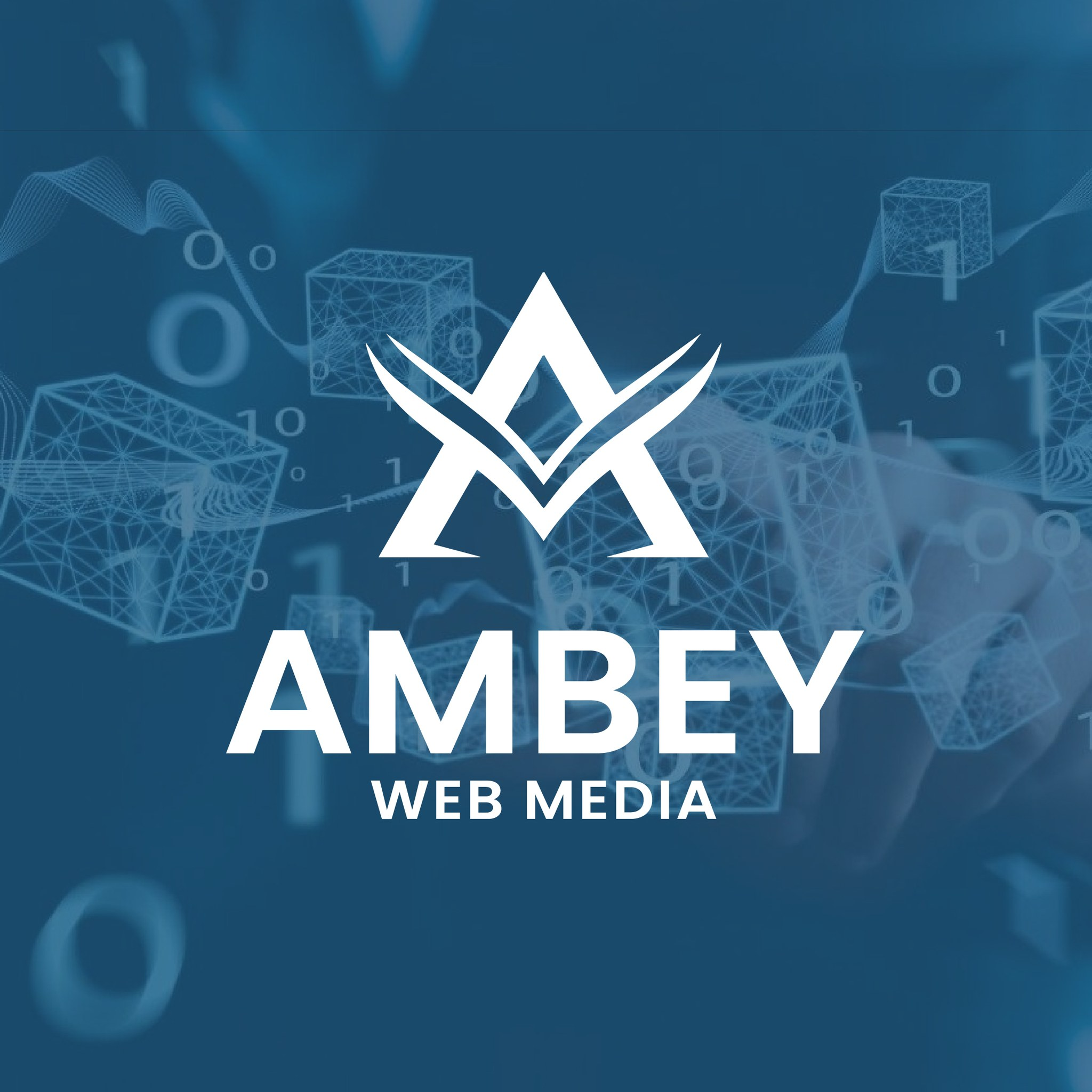 Digital web media logo with abstract tech elements