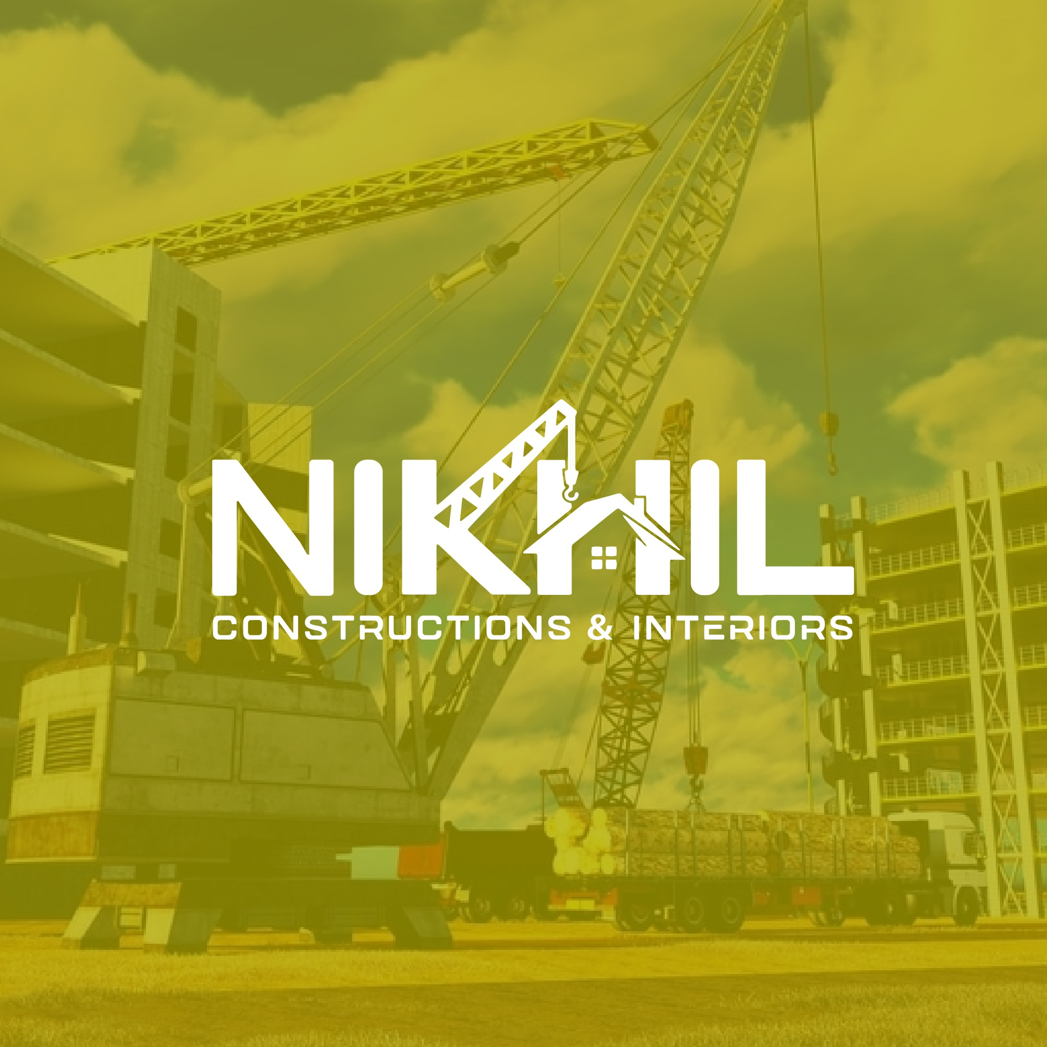 Nikhil Constructions and Interiors professional construction logo design