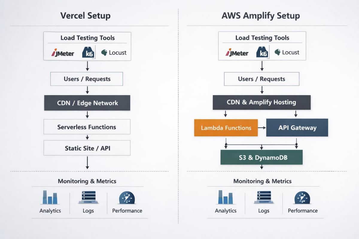 Vercel vs AWS Amplify architecture and load testing setup
