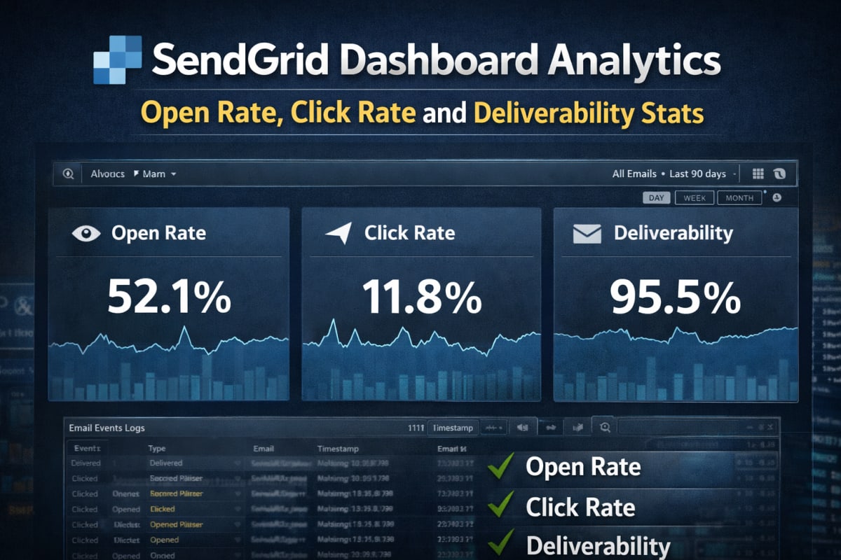 SendGrid Dashboard Analytics - Open Rate, Click Rate and Deliverability Stats