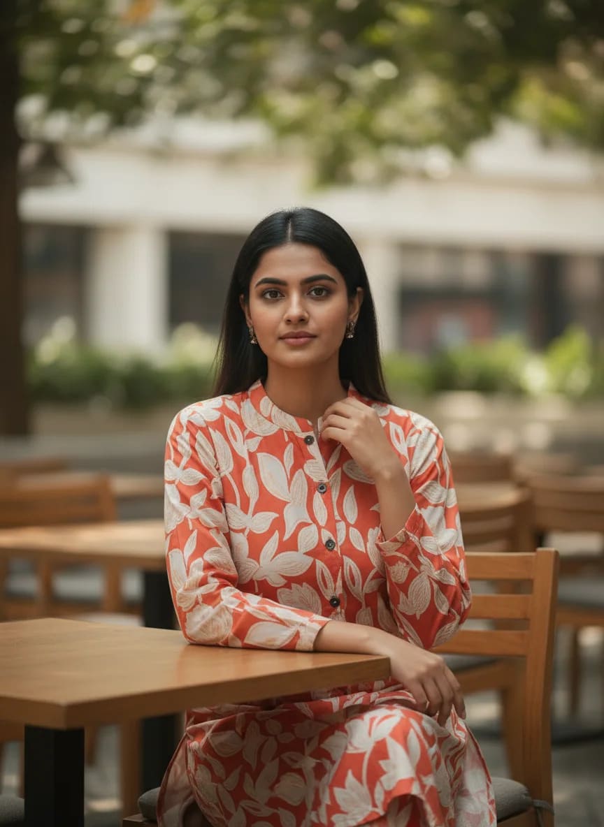 Premium Rayon Printed Co-ord Set with Foil Work (Red) thumbnail 4