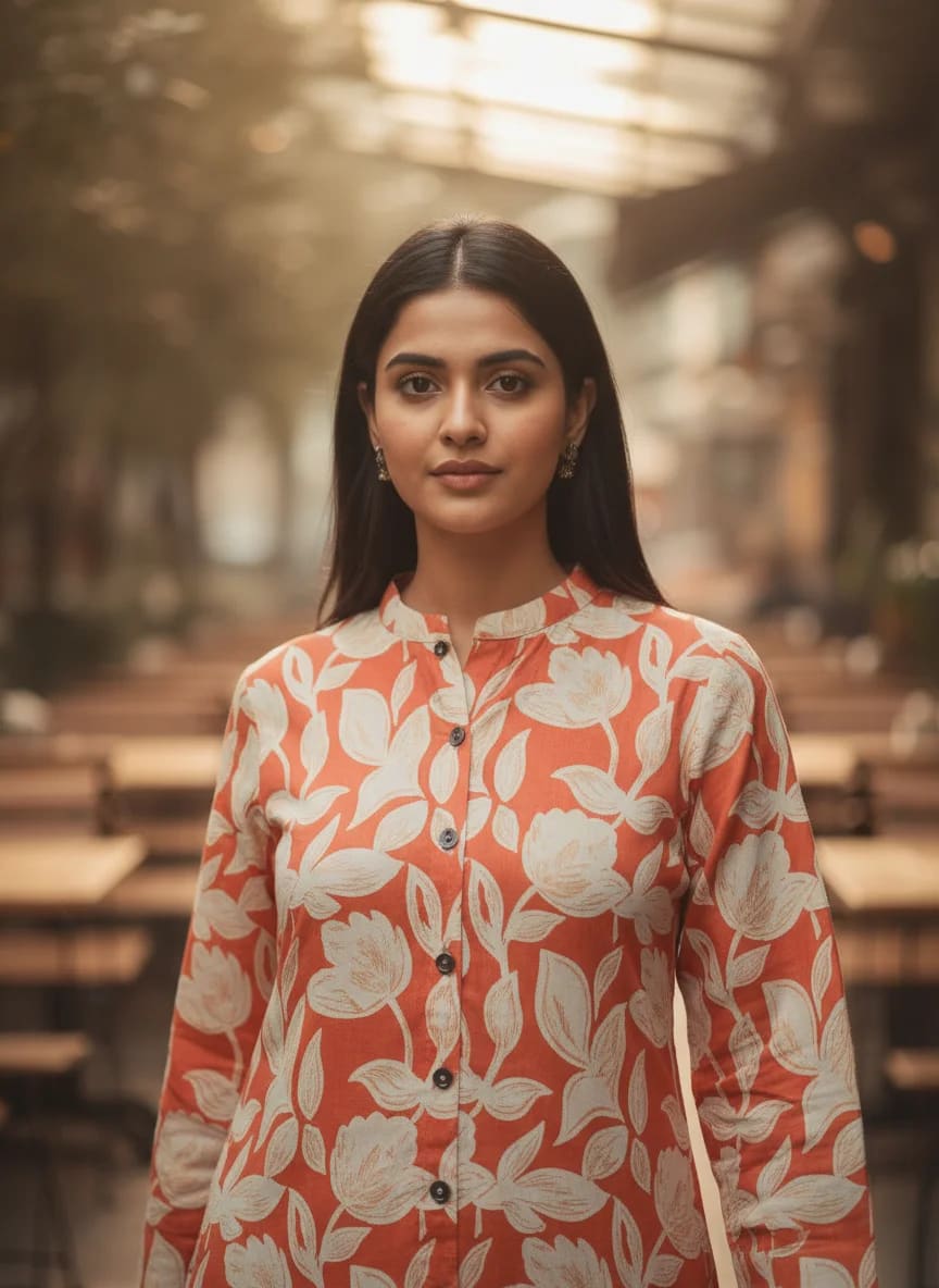 Premium Rayon Printed Co-ord Set with Foil Work (Red) thumbnail 5