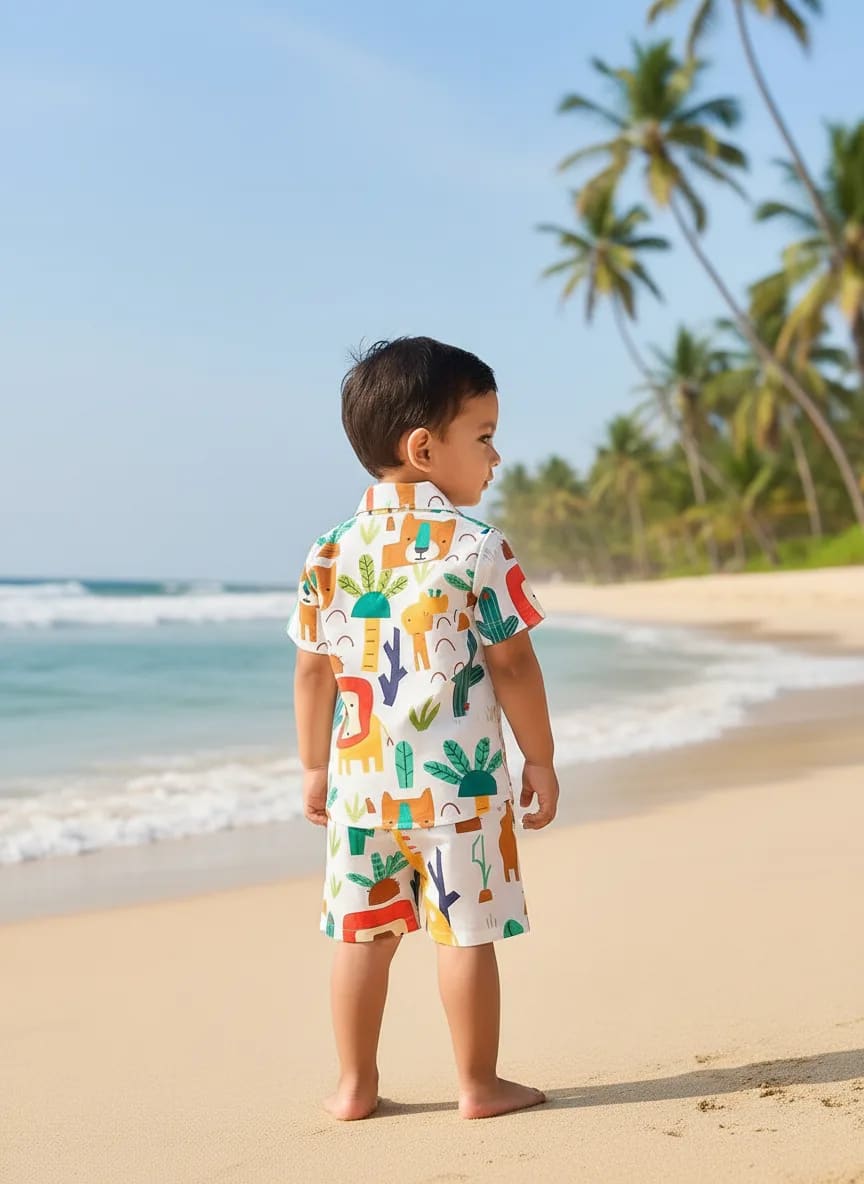 Boys Poly Cotton Printed Shirt & Shorts Set – Soft & Comfortable Daily Wear thumbnail 2