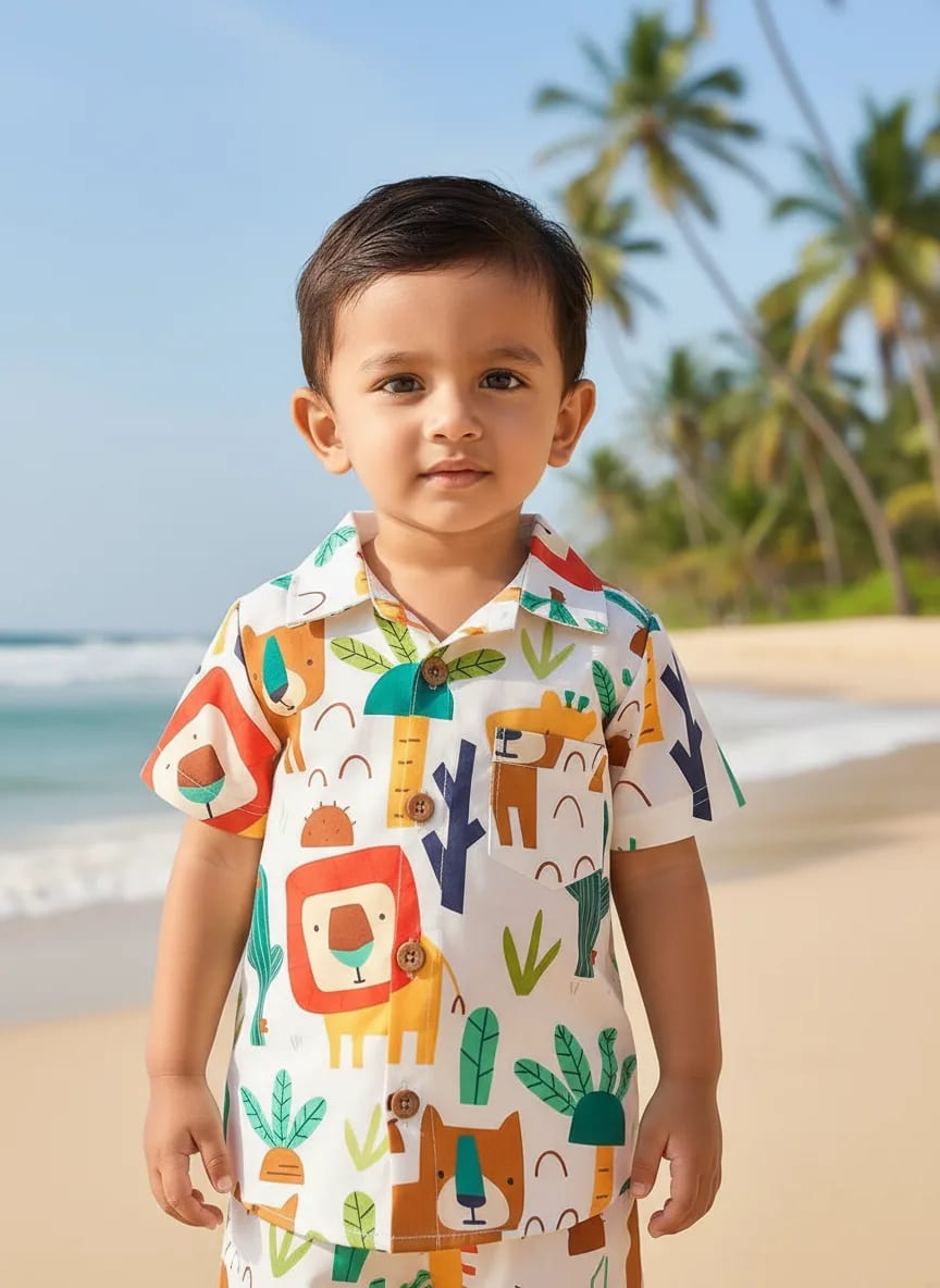 Boys Poly Cotton Printed Shirt & Shorts Set – Soft & Comfortable Daily Wear thumbnail 4