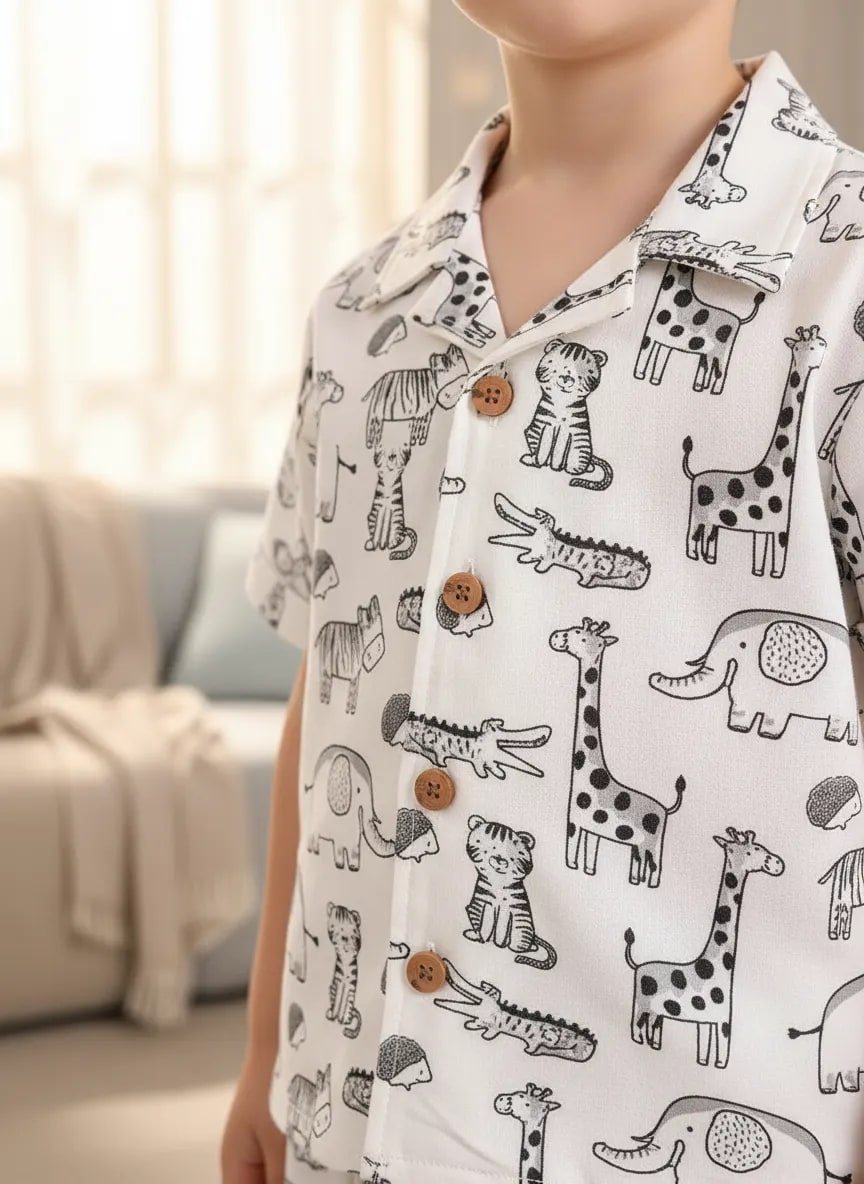 Boys Printed Nightwear Shirt & Shorts Set – Soft Poly Cotton Comfort thumbnail 4