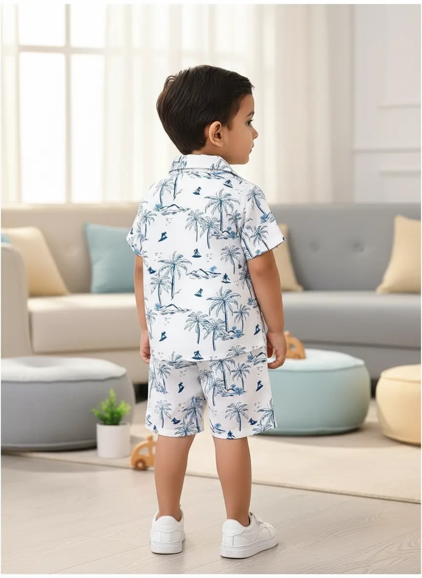 Boys Tropical Print Shirt & Shorts Set – Lightweight Summer Wear thumbnail 2