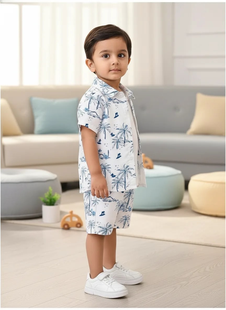 Boys Tropical Print Shirt & Shorts Set – Lightweight Summer Wear thumbnail 3