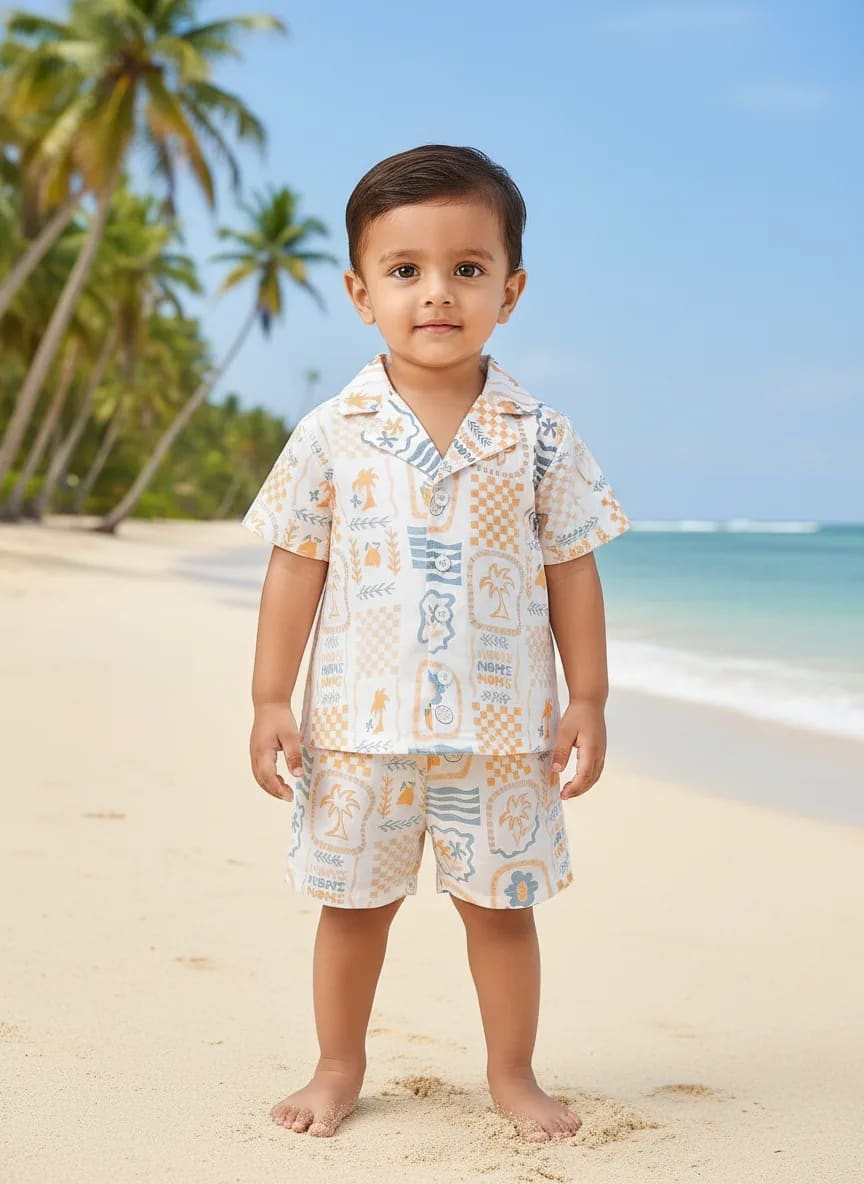Boys Printed Shirt & Shorts Co-Ord Set – Easygoing Summer Comfort thumbnail 1