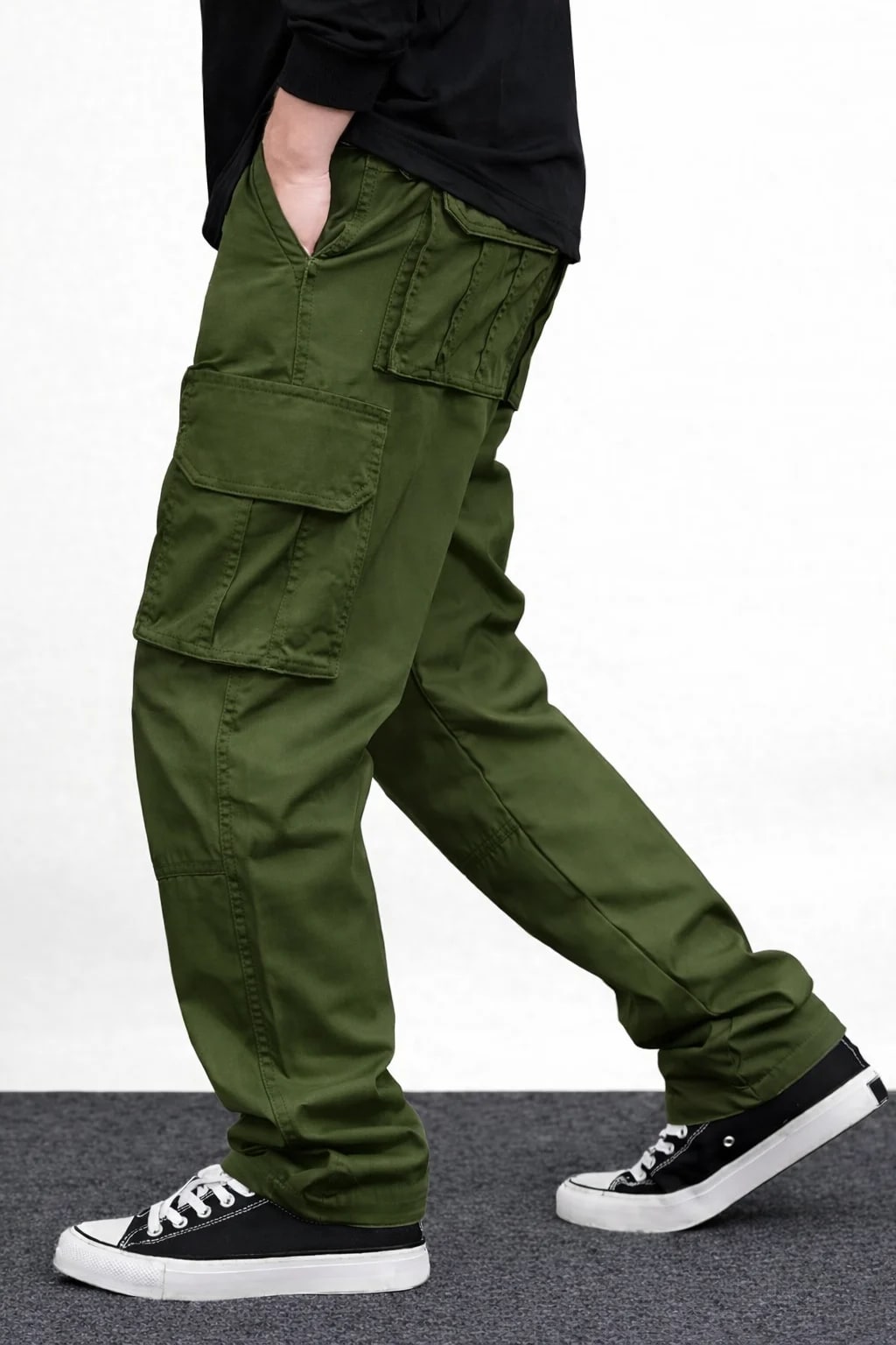 Men’s Olive Green Cargo Pants – Durable Everyday Utility Wear thumbnail 3