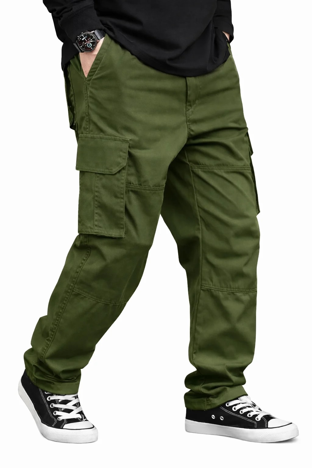 Men’s Olive Green Cargo Pants – Durable Everyday Utility Wear thumbnail 5
