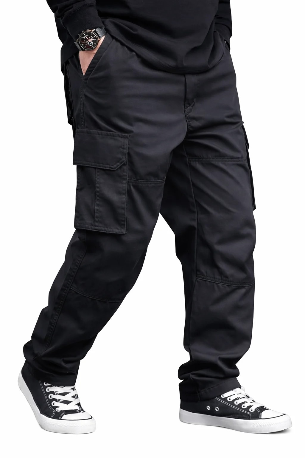 Men’s Black Cargo Pants – Durable Everyday Utility Wear thumbnail 5