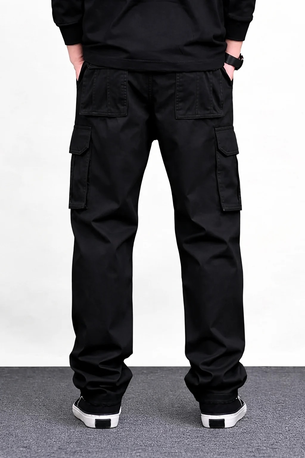 Men’s Classic Black Cargo Pants – Multi-Pocket Utility Fit thumbnail 2