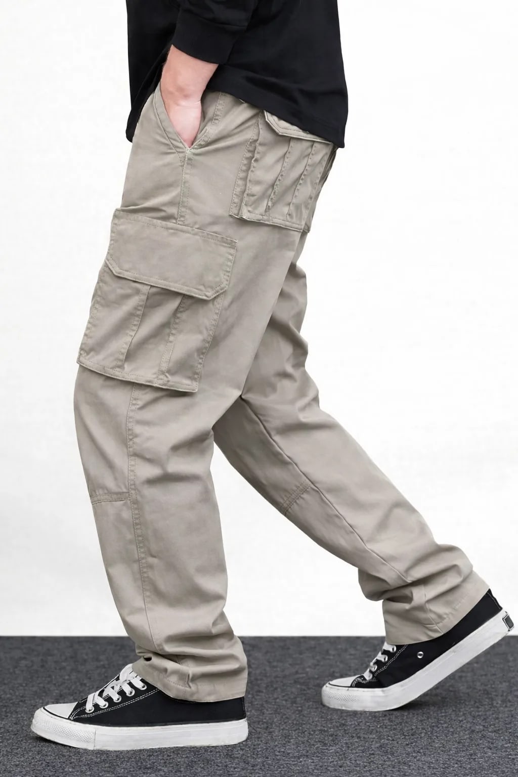 Men’s beige Utility Cargo Pants – Comfortable Daily Wear Fit thumbnail 3
