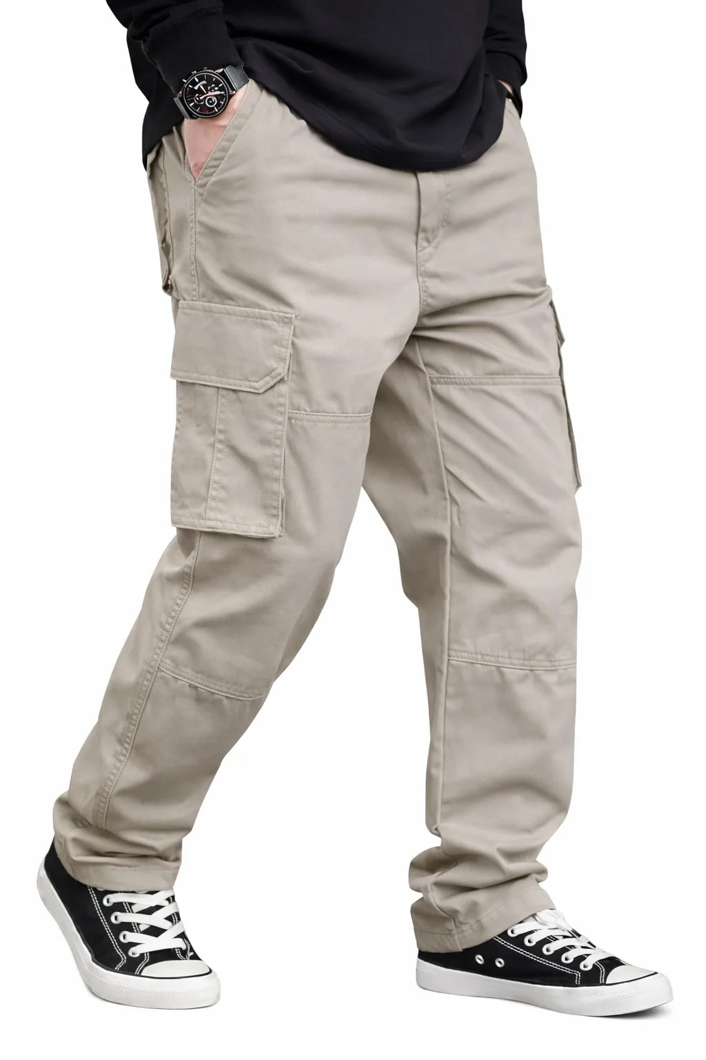 Men’s beige Utility Cargo Pants – Comfortable Daily Wear Fit thumbnail 5