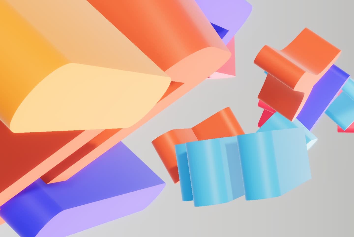 Colourful three-dimensional signs generated from Korean letters.