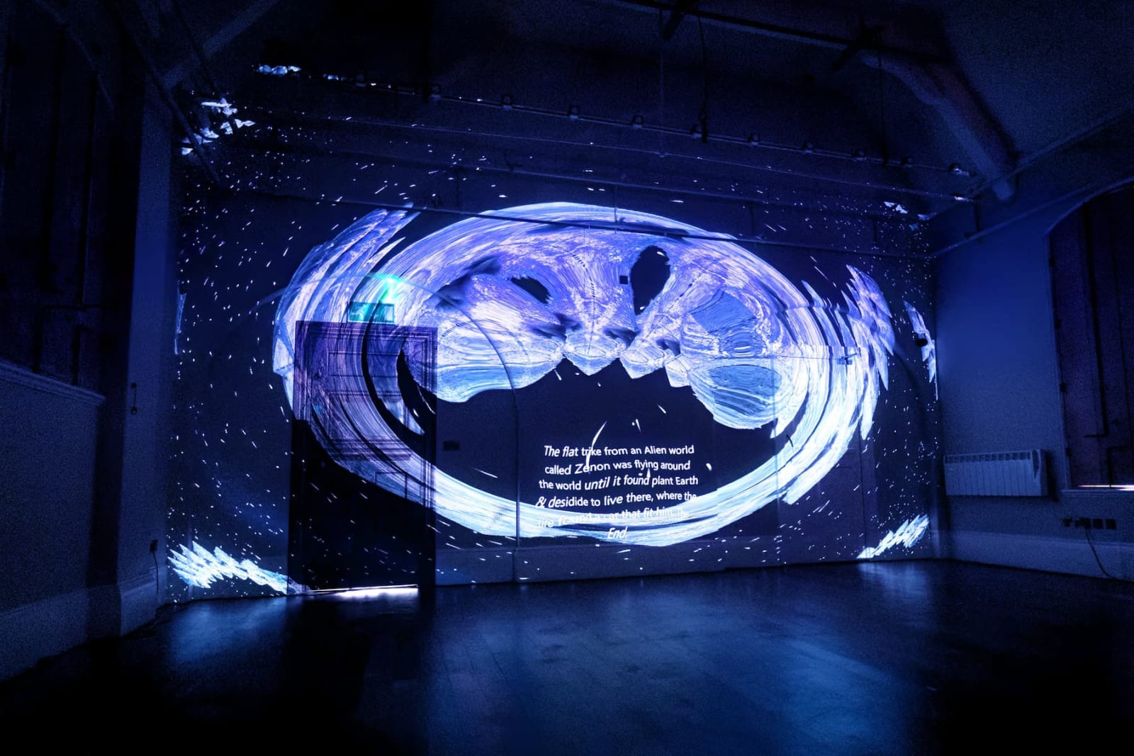 An imagined pool is projected during the collective performance.