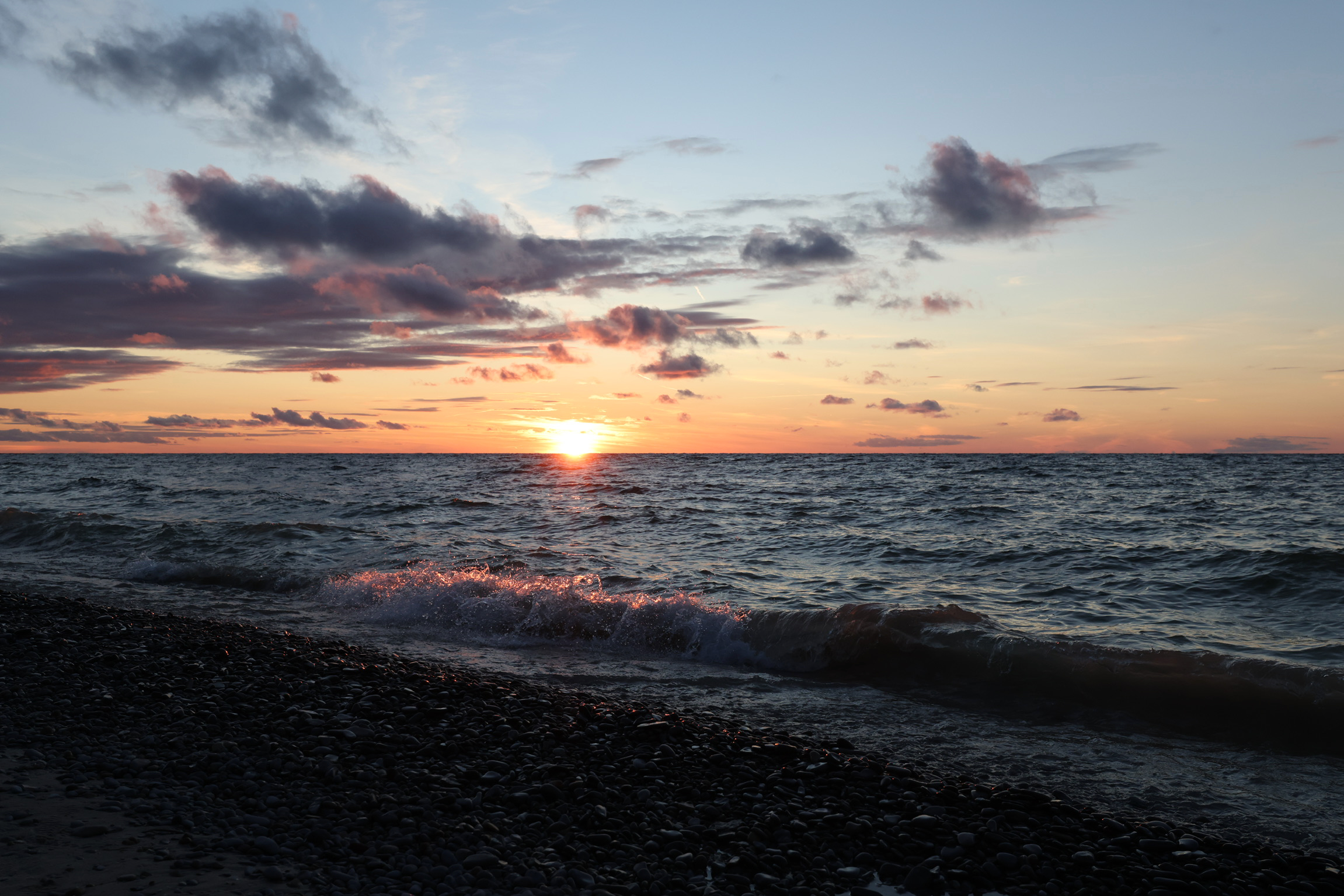 Surf of Lake Michigan at sunset 3