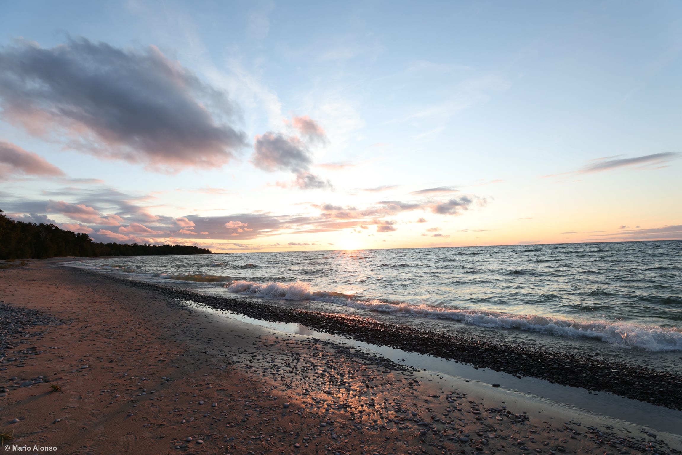 Surf of Lake Michigan at sunset 2