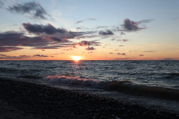 Surf of Lake Michigan at sunset 3