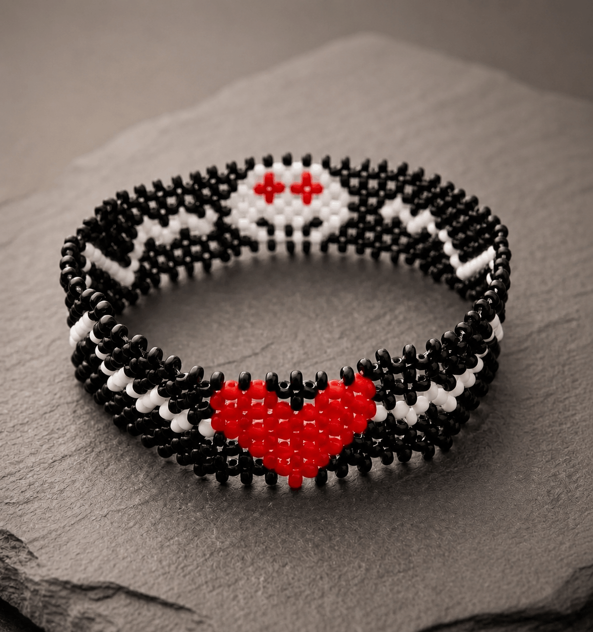 The Heartbeat Pulse Beaded Bangle – Love & Emoji Edition (5-Head Width)
