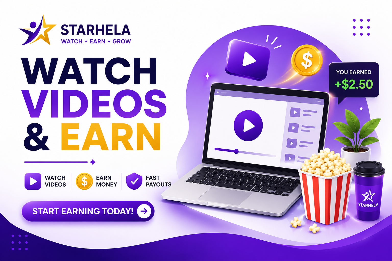 Watch and share videos to earn money online