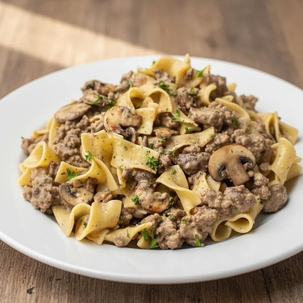 Simple and Creamy Ground Beef Stroganoff