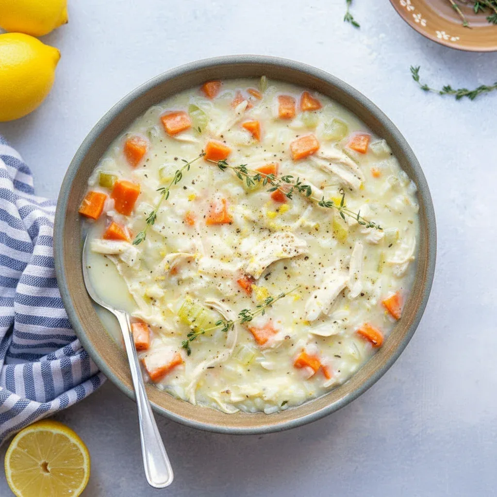 Creamy Chicken Lemon Rice Soup