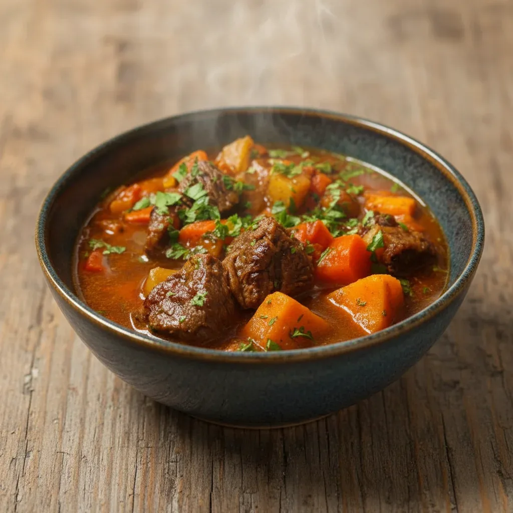 Hearty Crockpot Beef Stew with Sweet Potatoes