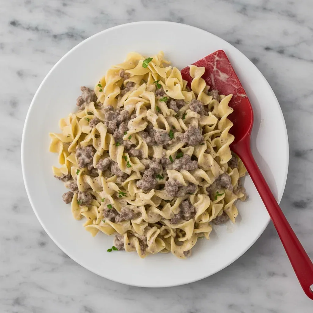 Creamy Ground Beef Stroganoff