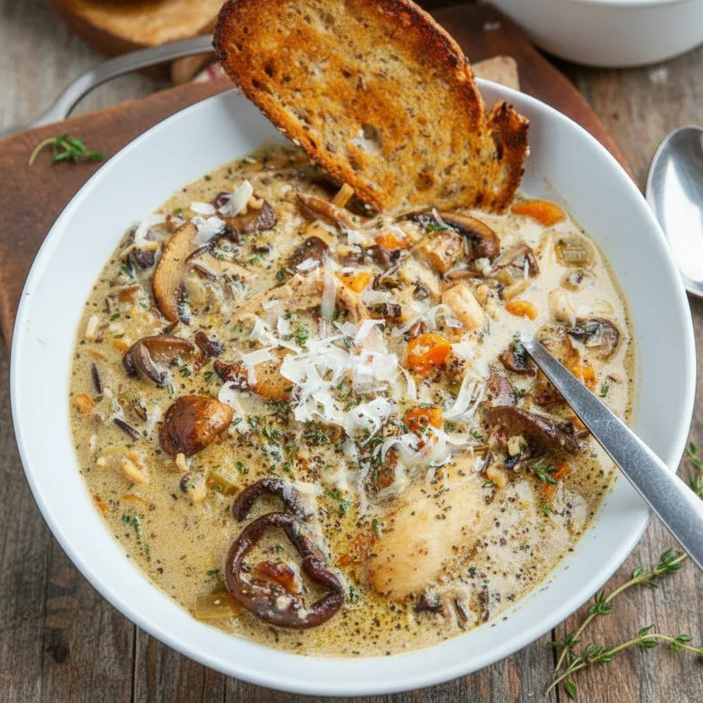 Creamy Mushroom Chicken Wild Rice Soup