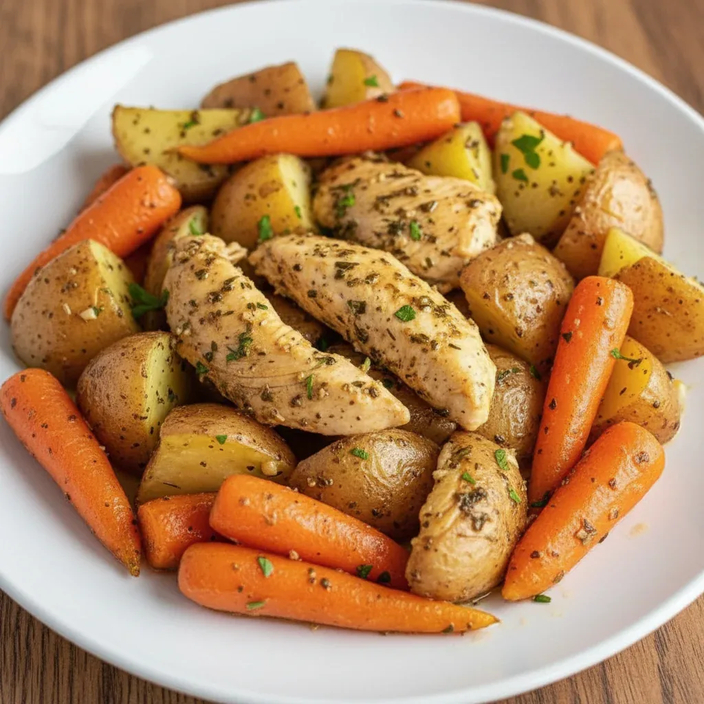 Slow Cooker Garlic Butter Chicken Veggies