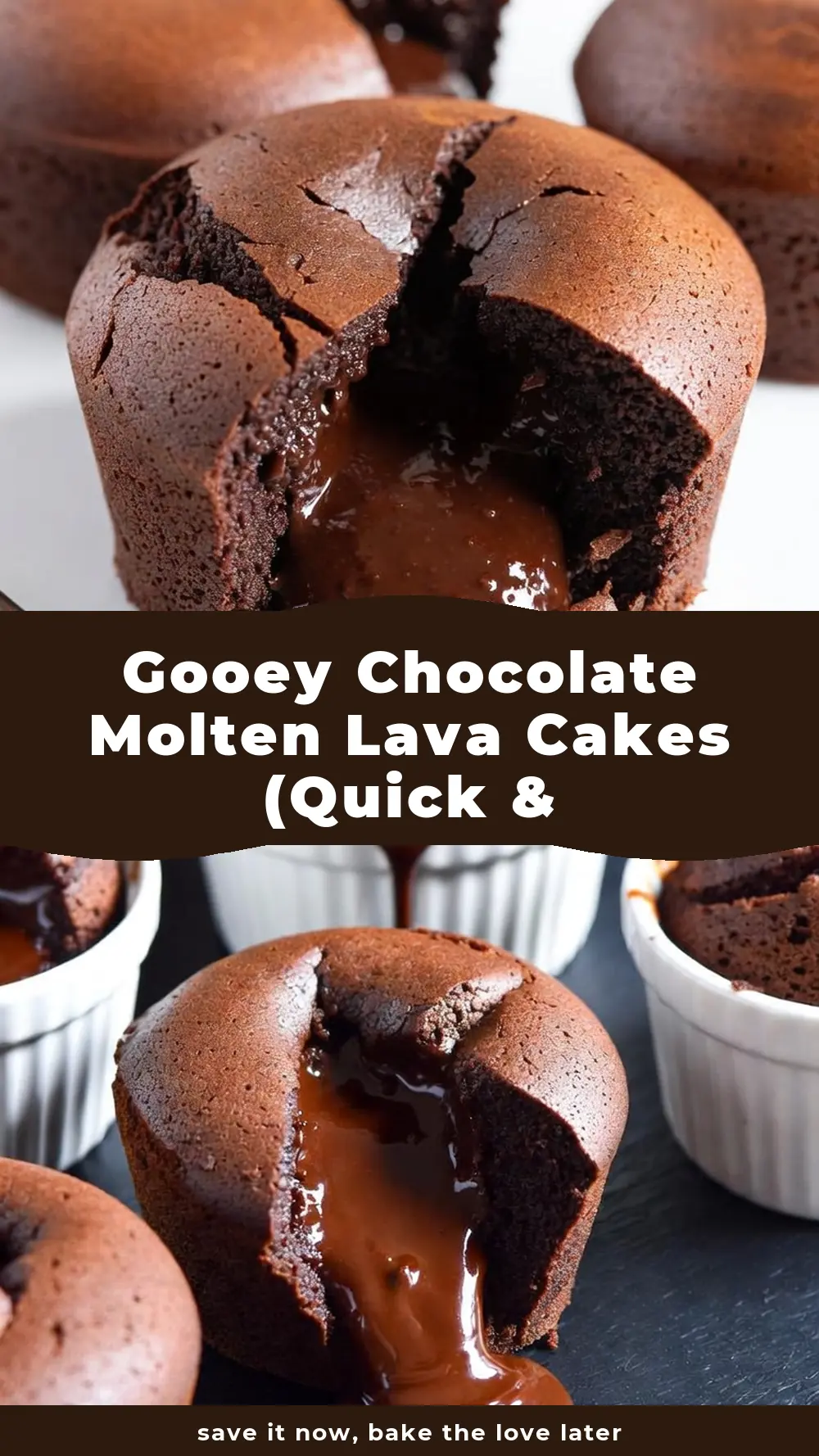 Save Gooey Chocolate Molten Lava Cakes (Quick & Easy) to Pinterest