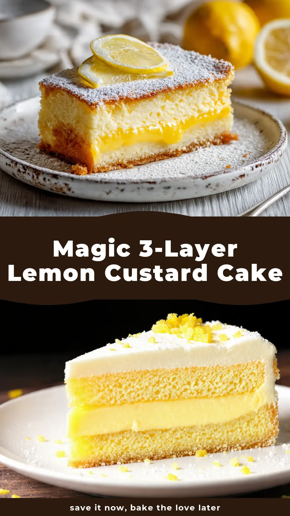 Save Magic 3-Layer Lemon Custard Cake to Pinterest