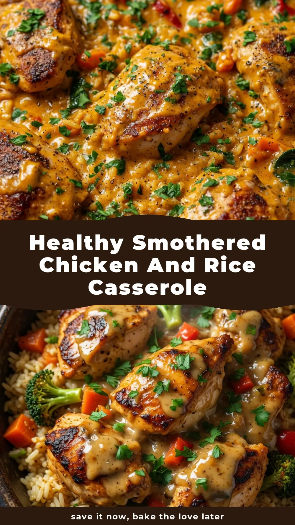 Save Healthy Smothered Chicken and Rice Casserole to Pinterest