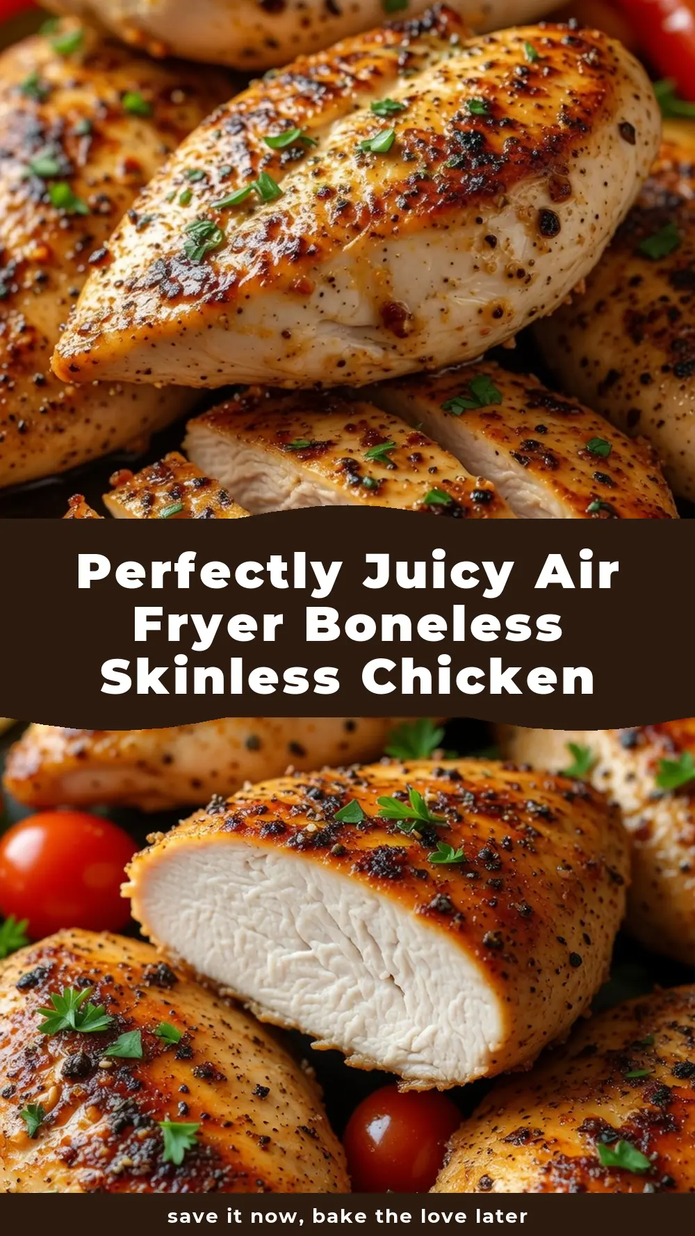 Save Perfectly Juicy Air Fryer Boneless Skinless Chicken Breasts to Pinterest