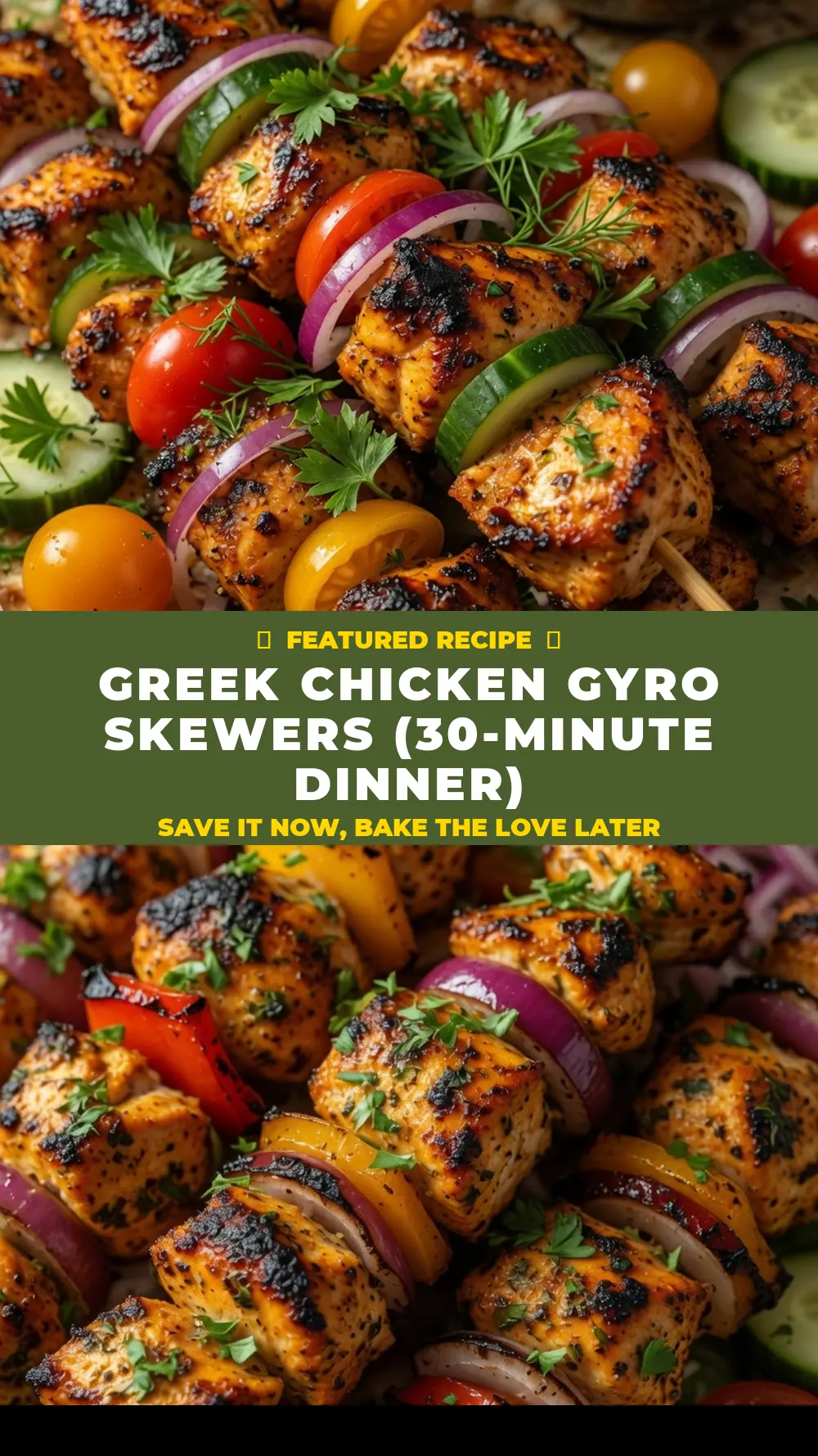 Save Greek Chicken Gyro Skewers (30-Minute Dinner) to Pinterest