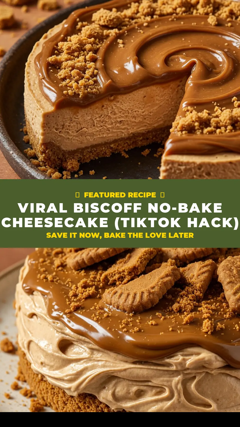 Save Viral Biscoff No-Bake Cheesecake (TikTok Hack) to Pinterest