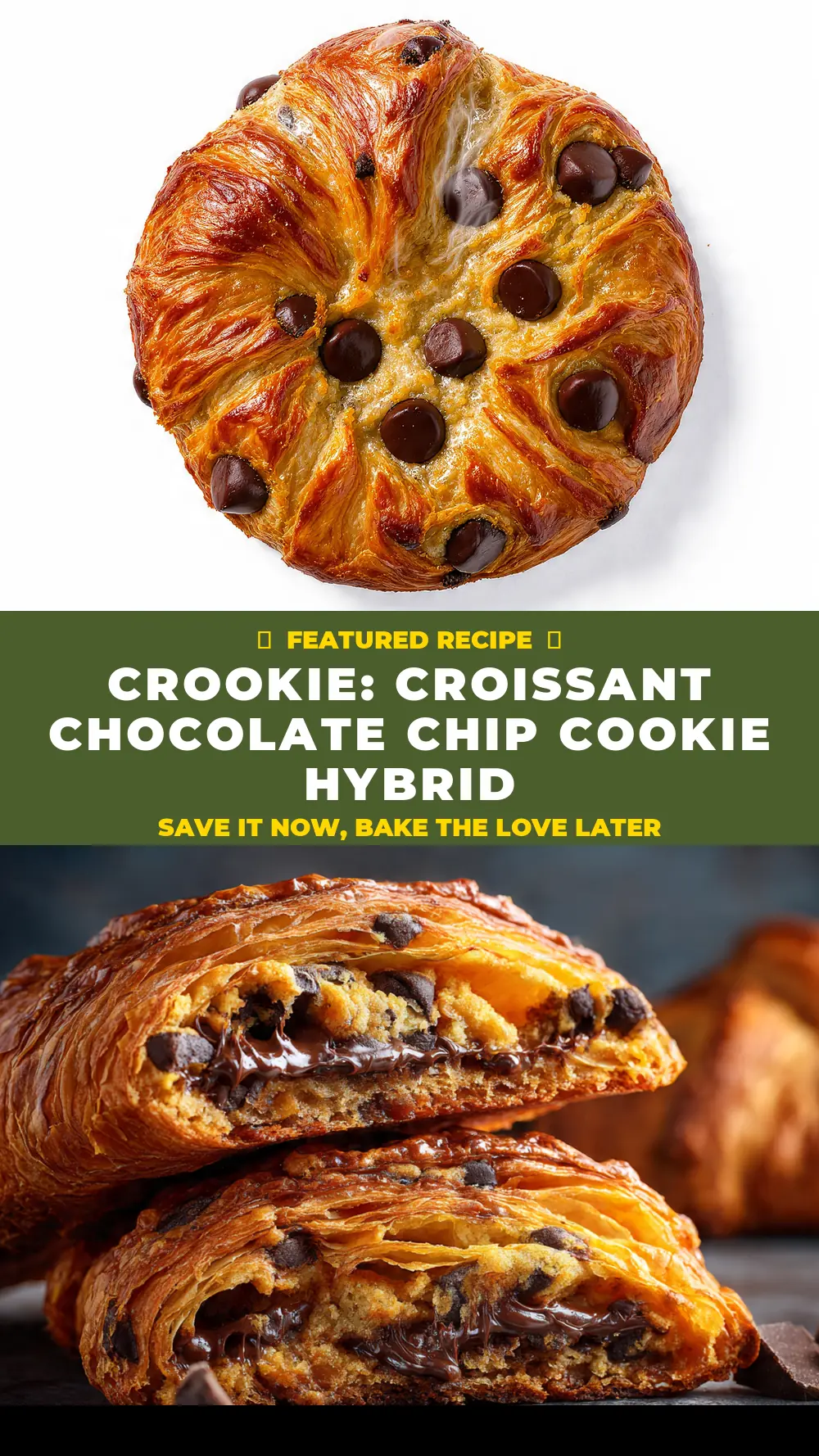Save Crookie: Croissant Chocolate Chip Cookie Hybrid to Pinterest