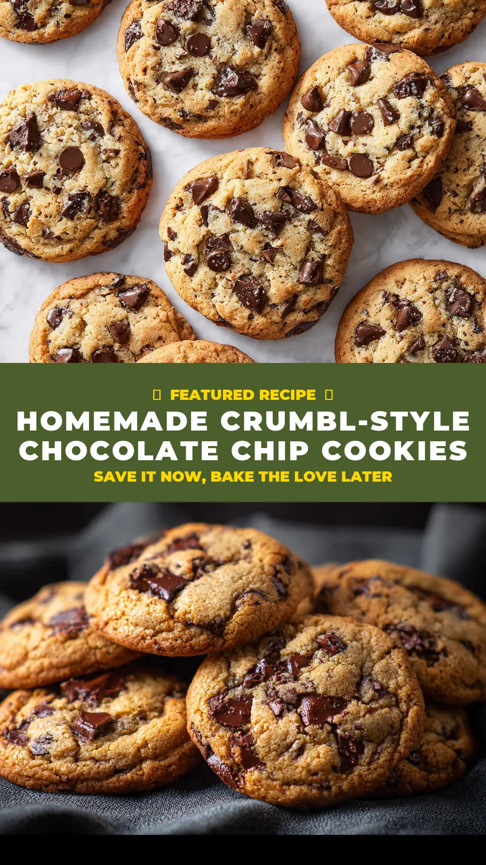Save Homemade Crumbl-Style Chocolate Chip Cookies to Pinterest
