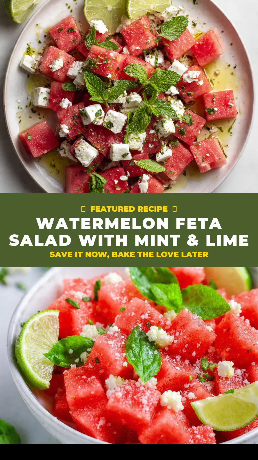 Save Watermelon Feta Salad with Mint & Lime to Pinterest