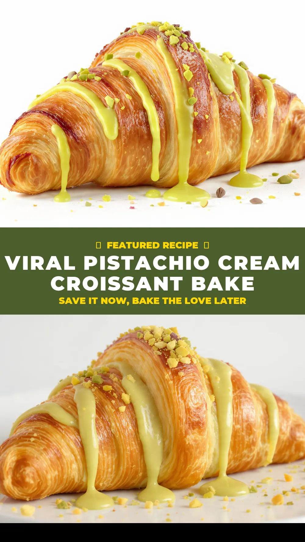 Save Viral Pistachio Cream Croissant Bake to Pinterest