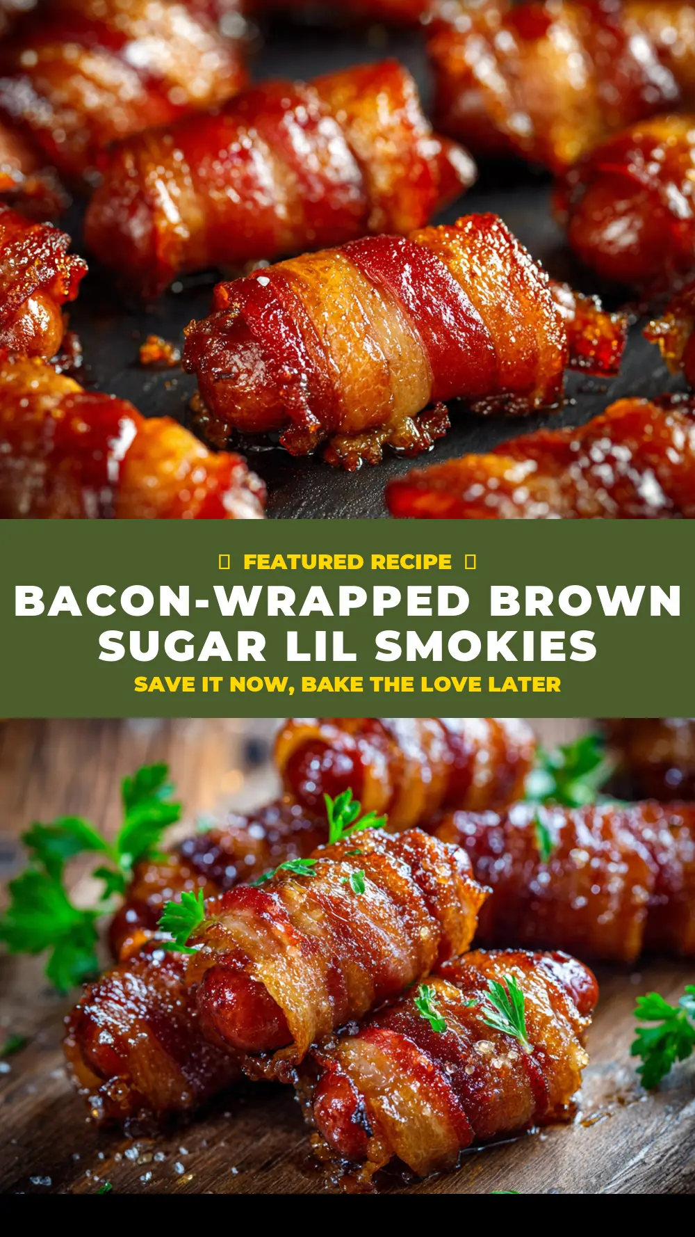 Save Bacon-Wrapped Brown Sugar Lil Smokies to Pinterest