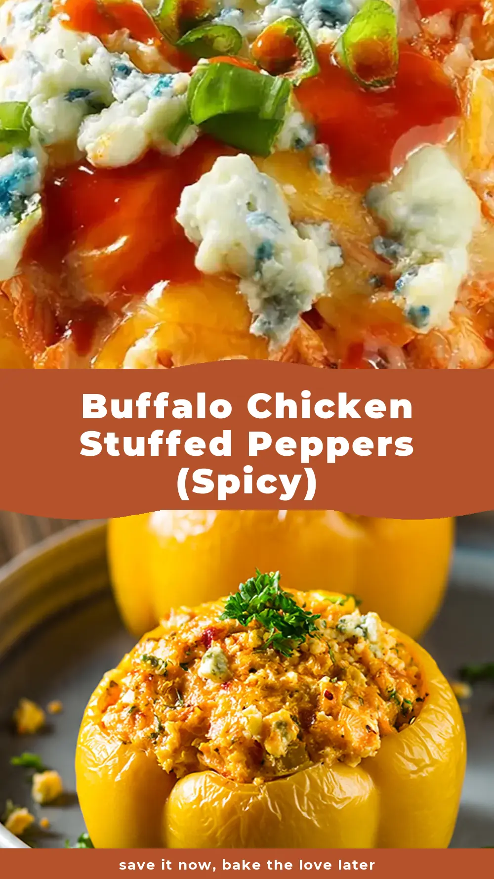 Save Buffalo Chicken Stuffed Peppers (Spicy) to Pinterest