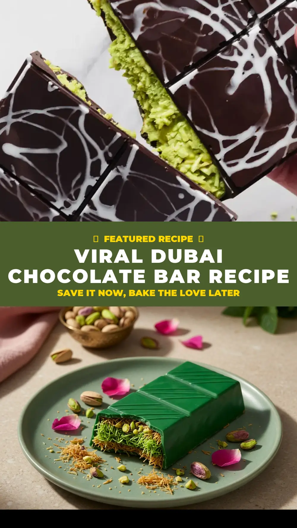 Save Viral Dubai Chocolate Bar Recipe to Pinterest