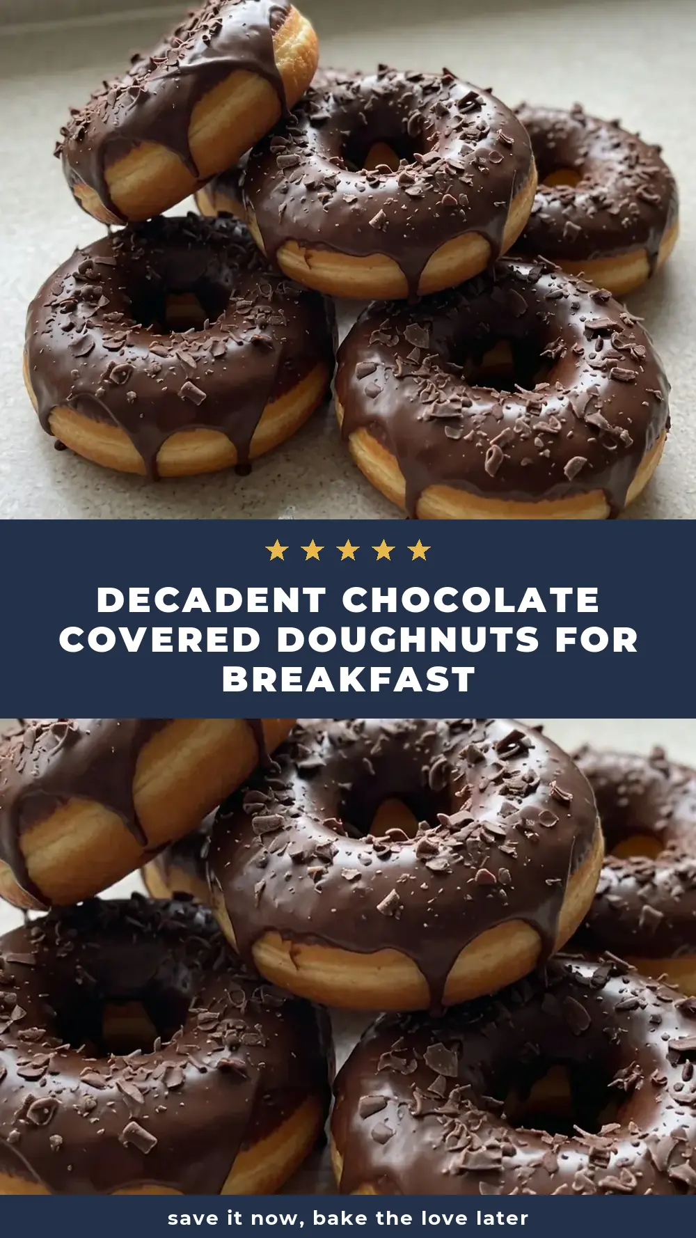 Save Decadent Chocolate Covered Doughnuts for Breakfast to Pinterest