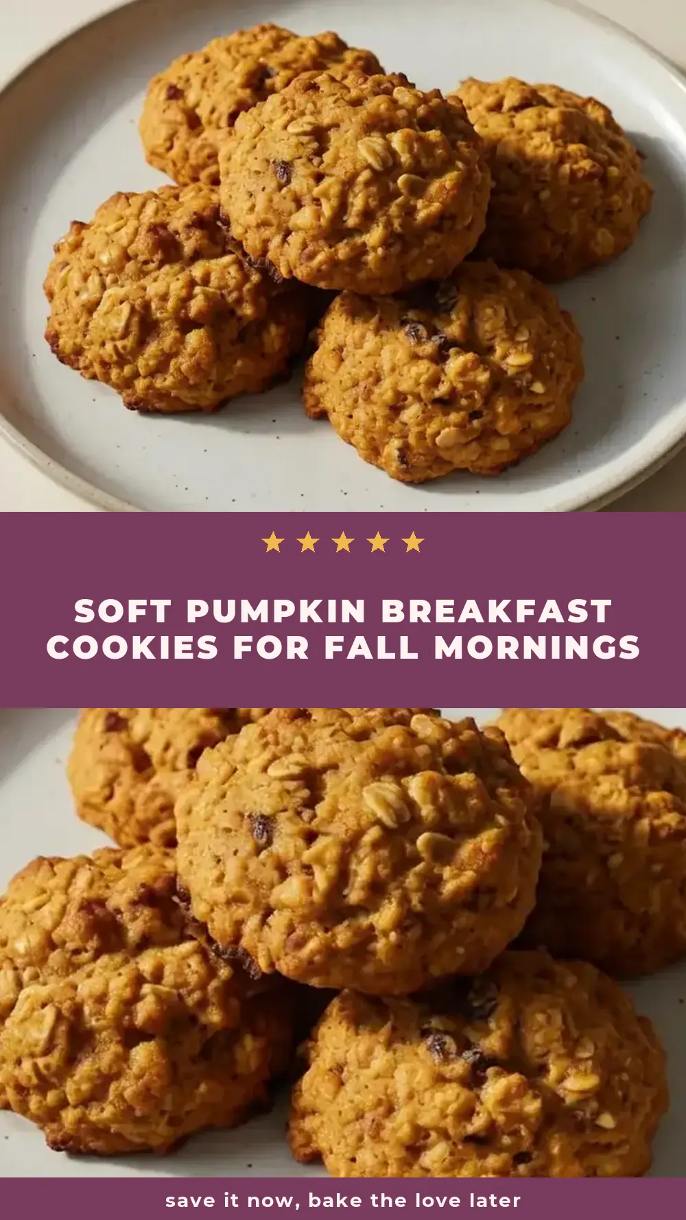 Save Soft Pumpkin Breakfast Cookies for Fall Mornings to Pinterest