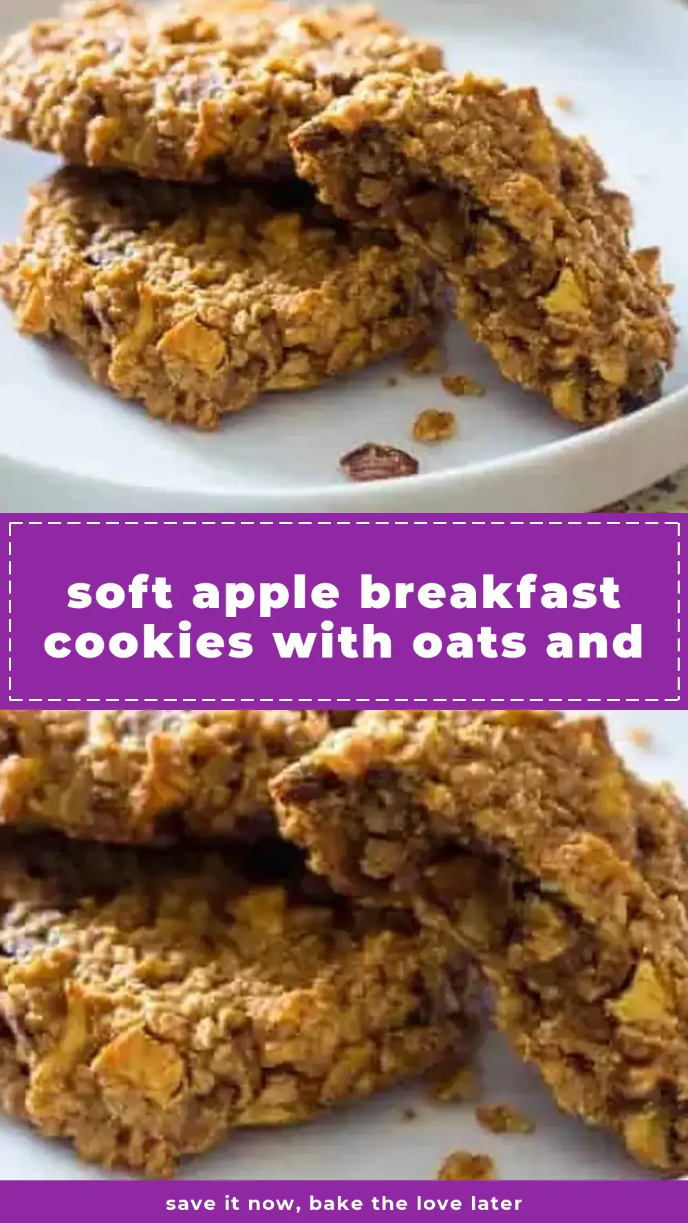 Save Soft Apple Breakfast Cookies with Oats and Raisins to Pinterest