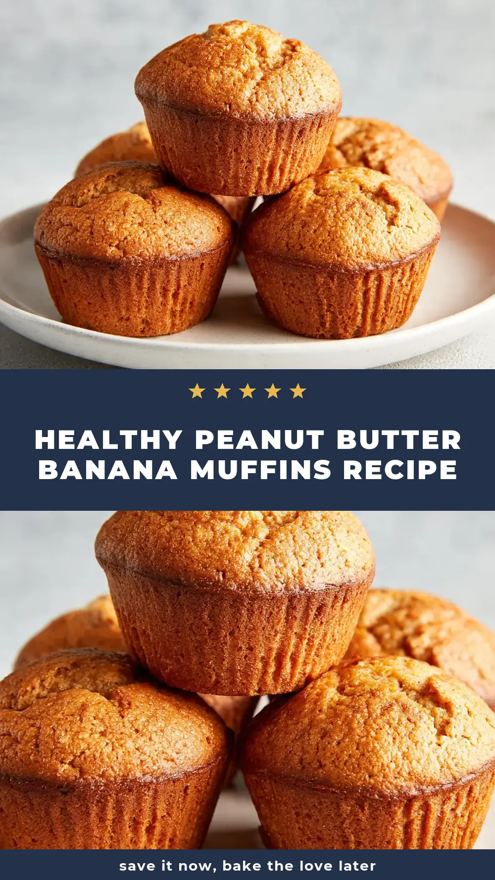 Save Healthy Peanut Butter Banana Muffins Recipe to Pinterest