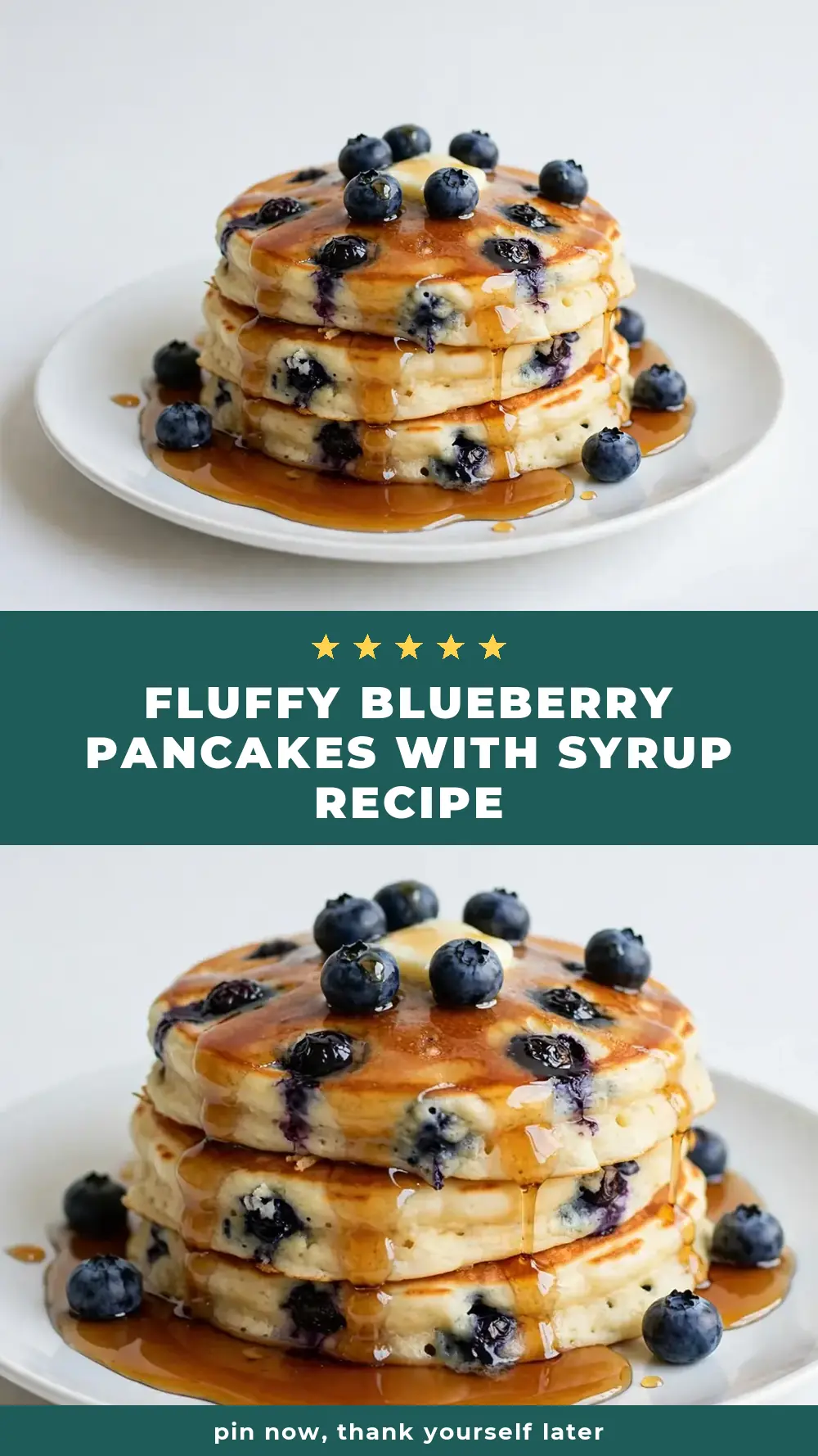 Save Fluffy Blueberry Pancakes with Syrup Recipe to Pinterest